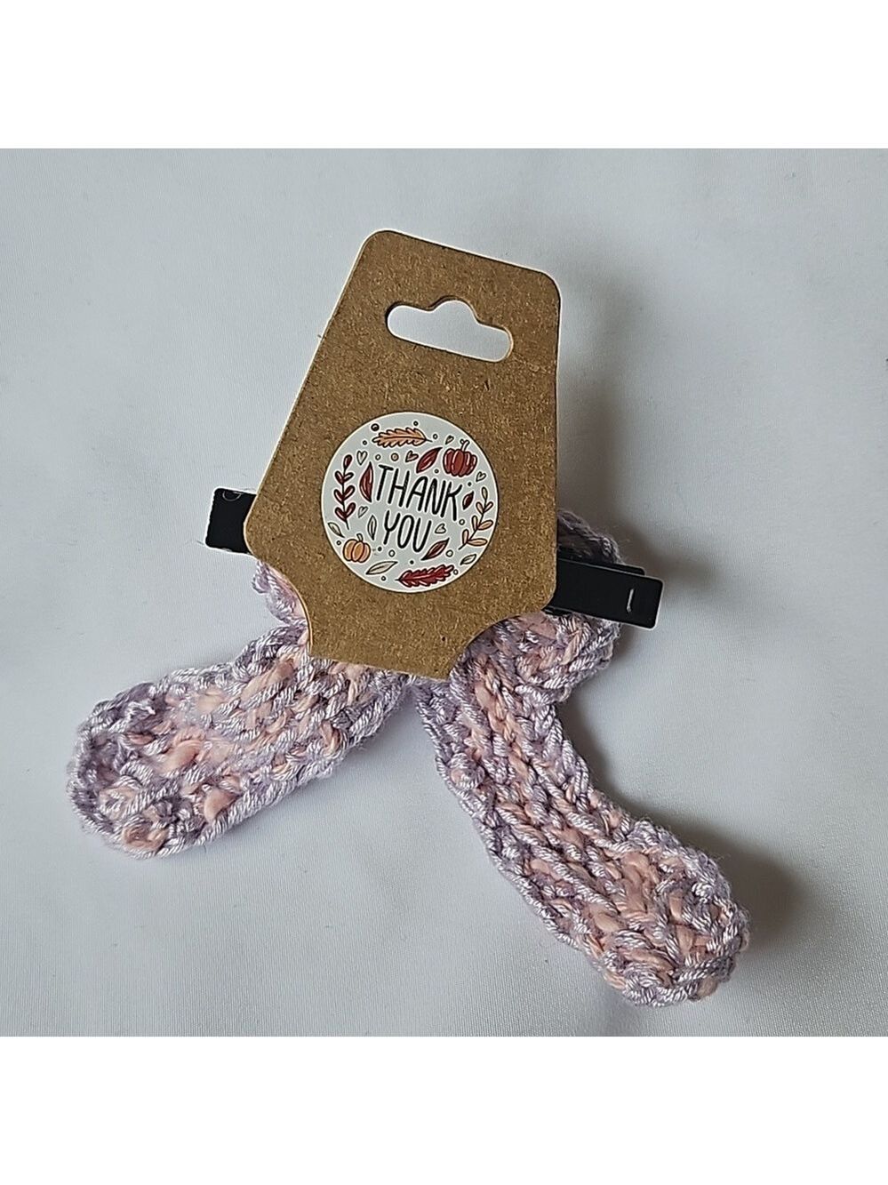 Hand Crafted Purple Crochet Bow Hair Clip Accessory 2.5" black alligator clip - Picture 17 of 17